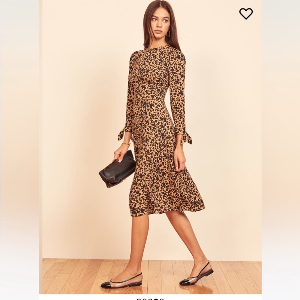 Reformation Leopard Print Long Sleeve Dress
